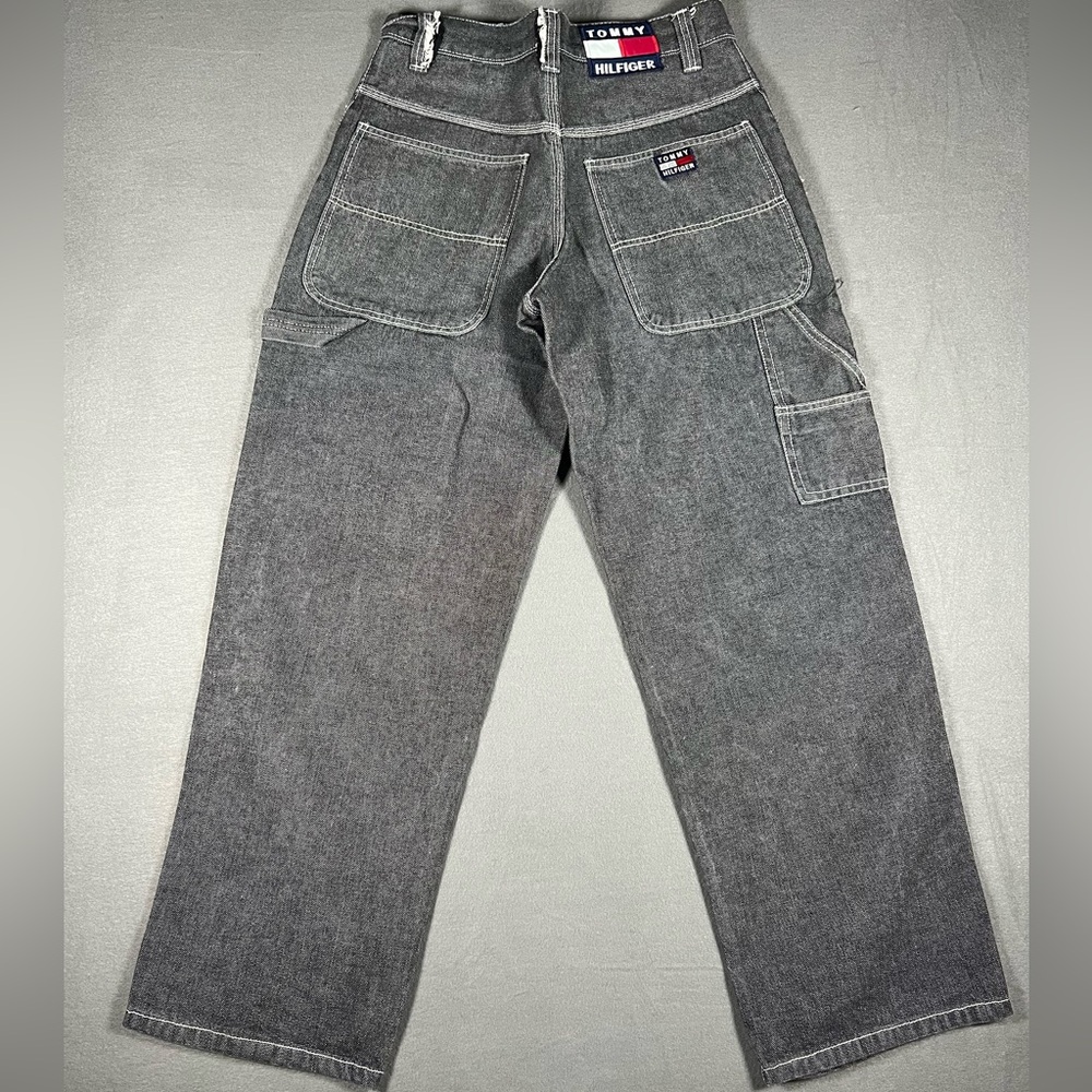 Vintage 90s Y2K Tommy Hilfiger Tommy Jeans Gray Carpenter Jeans Men Size W30x30L